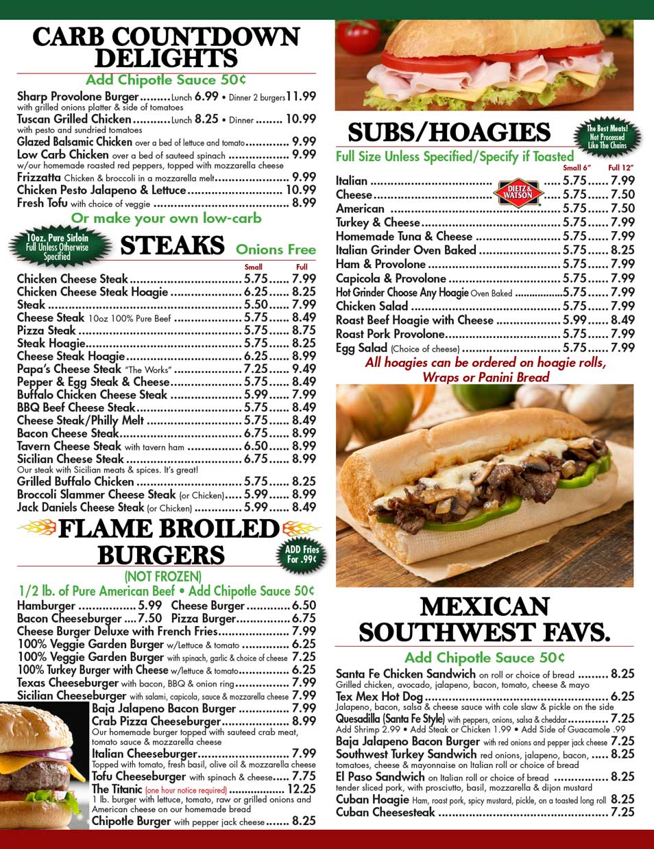 Click here for a printable Papa Joe's Pizza PDF Menu